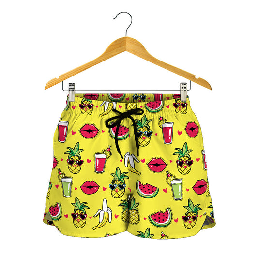 Cartoon Tropical Pattern Print Women's Shorts