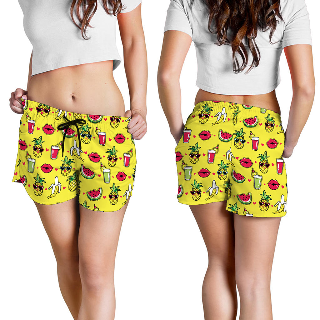 Cartoon Tropical Pattern Print Women's Shorts