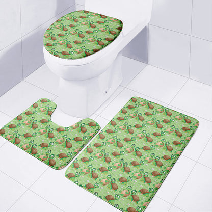 Cartoon Turtle Pattern Print 3 Piece Bath Mat Set
