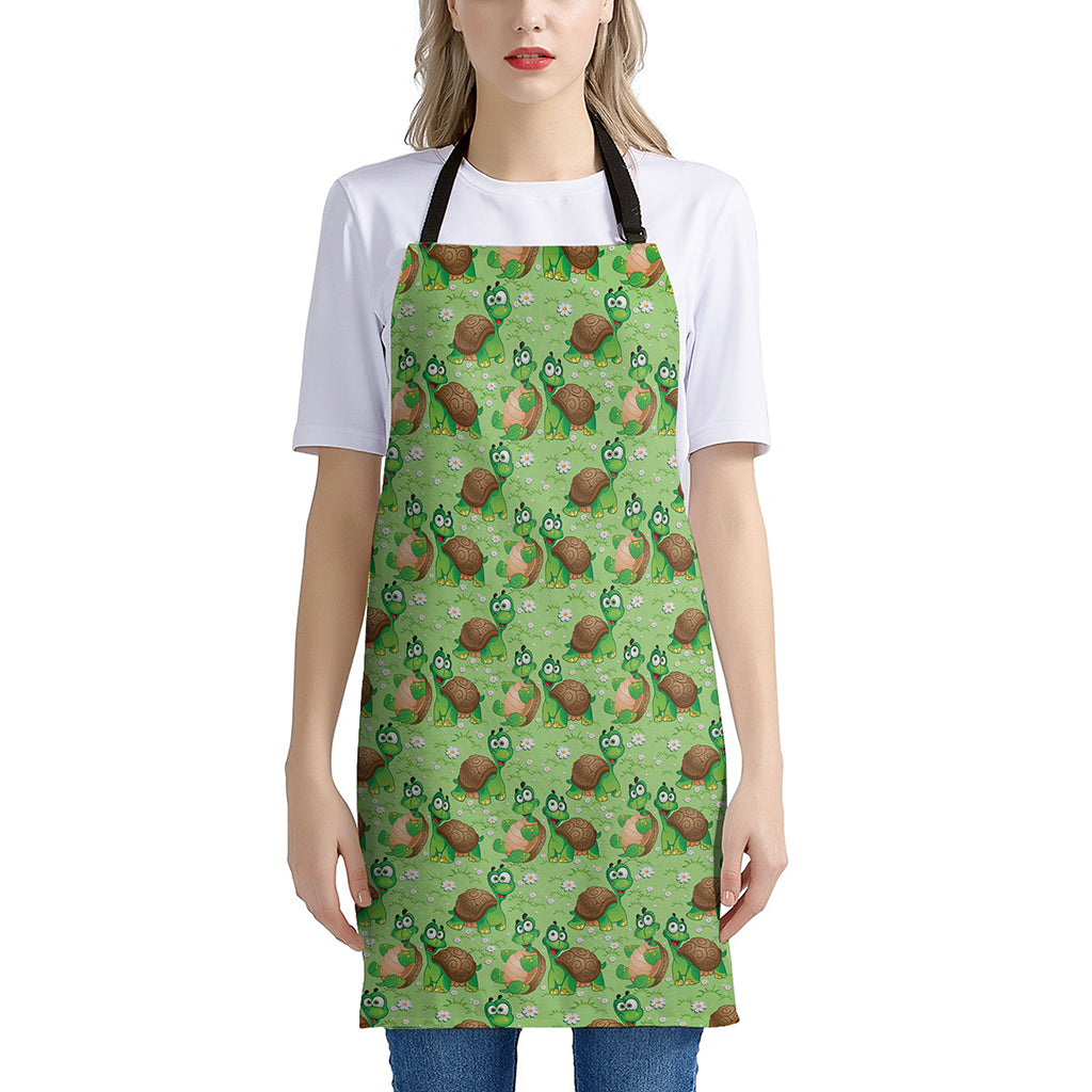 Cartoon Turtle Pattern Print Apron