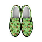 Cartoon Turtle Pattern Print Black Slip On Shoes