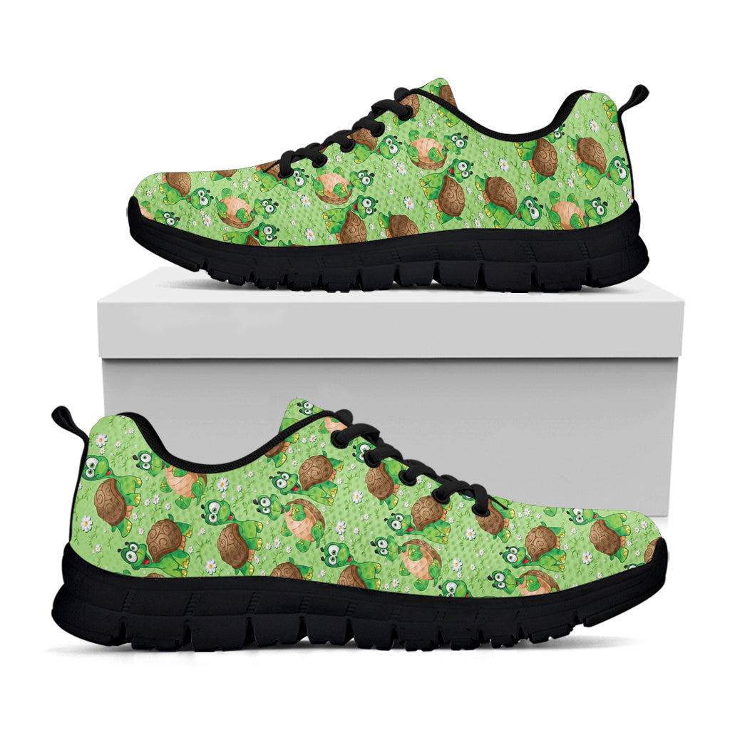 Cartoon Turtle Pattern Print Black Sneakers