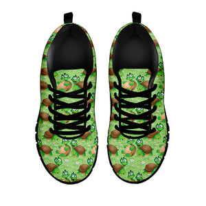 Cartoon Turtle Pattern Print Black Sneakers