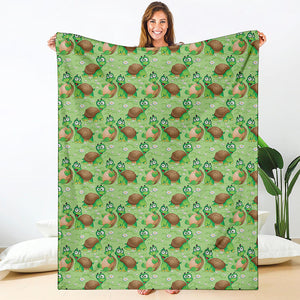 Cartoon Turtle Pattern Print Blanket