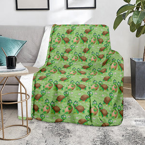 Cartoon Turtle Pattern Print Blanket