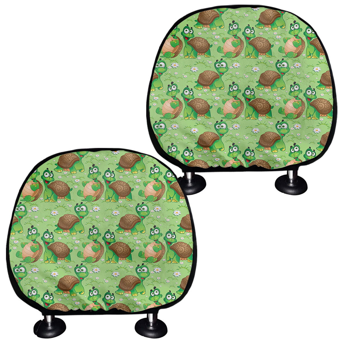Cartoon Turtle Pattern Print Car Headrest Covers