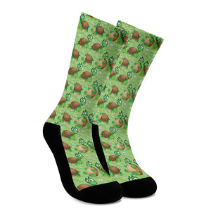 Cartoon Turtle Pattern Print Crew Socks