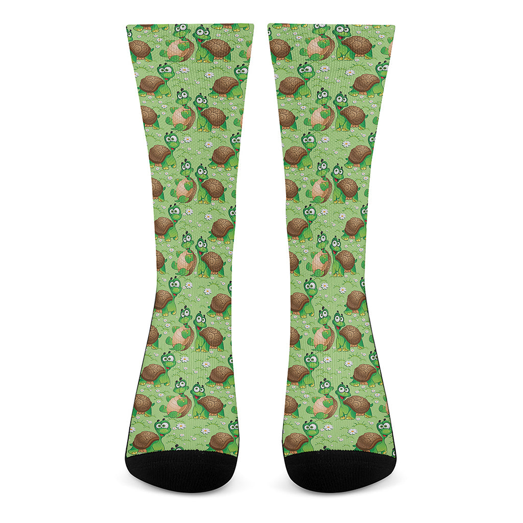 Cartoon Turtle Pattern Print Crew Socks