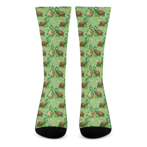 Cartoon Turtle Pattern Print Crew Socks