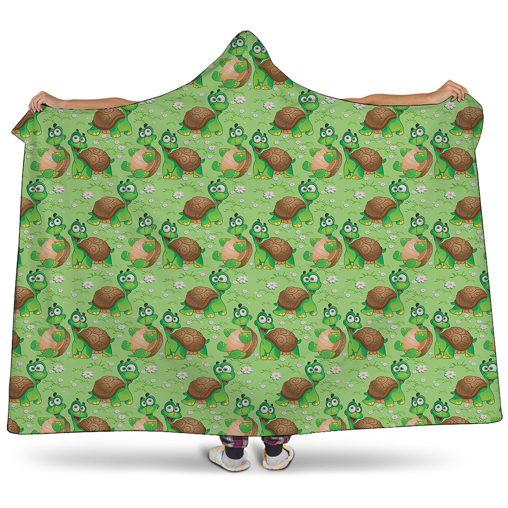 Cartoon Turtle Pattern Print Hooded Blanket