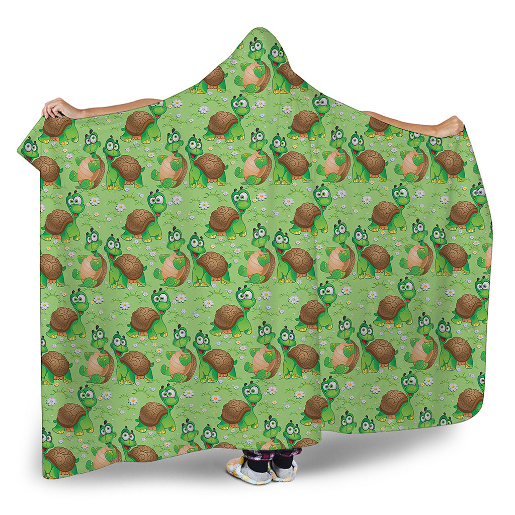Cartoon Turtle Pattern Print Hooded Blanket