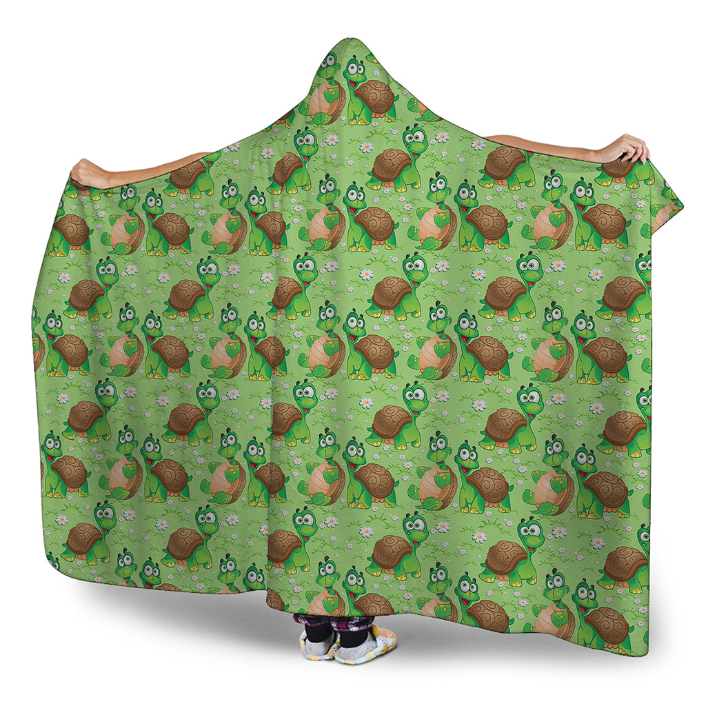 Cartoon Turtle Pattern Print Hooded Blanket