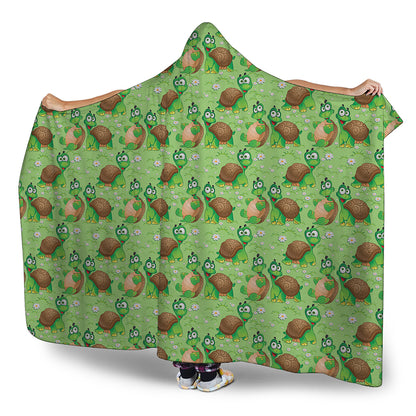 Cartoon Turtle Pattern Print Hooded Blanket
