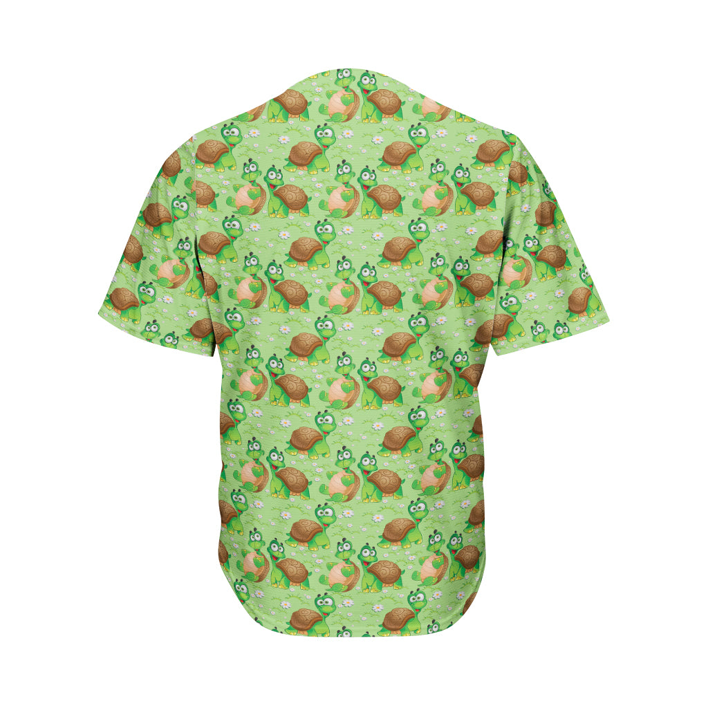 Cartoon Turtle Pattern Print Men's Baseball Jersey