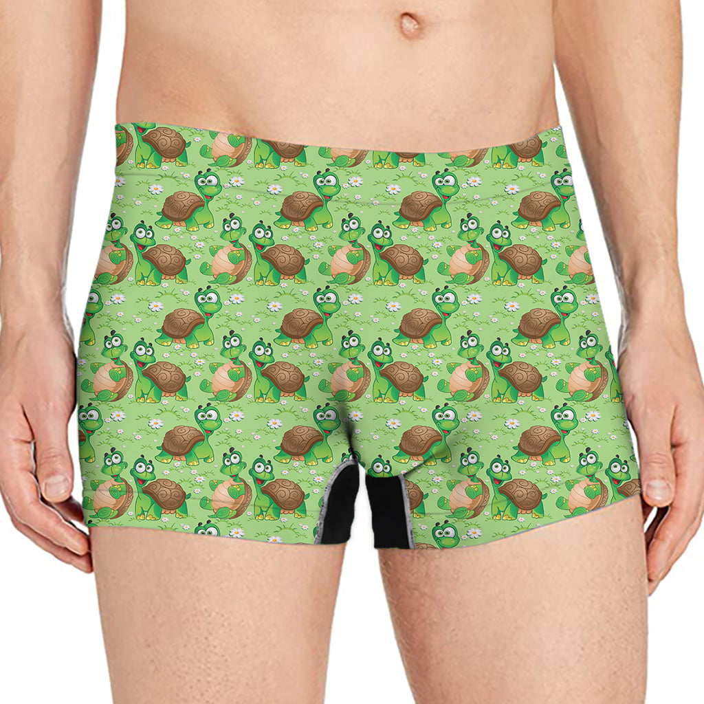 Cartoon Turtle Pattern Print Men's Boxer Briefs