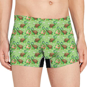 Cartoon Turtle Pattern Print Men's Boxer Briefs