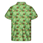 Cartoon Turtle Pattern Print Men's Short Sleeve Shirt