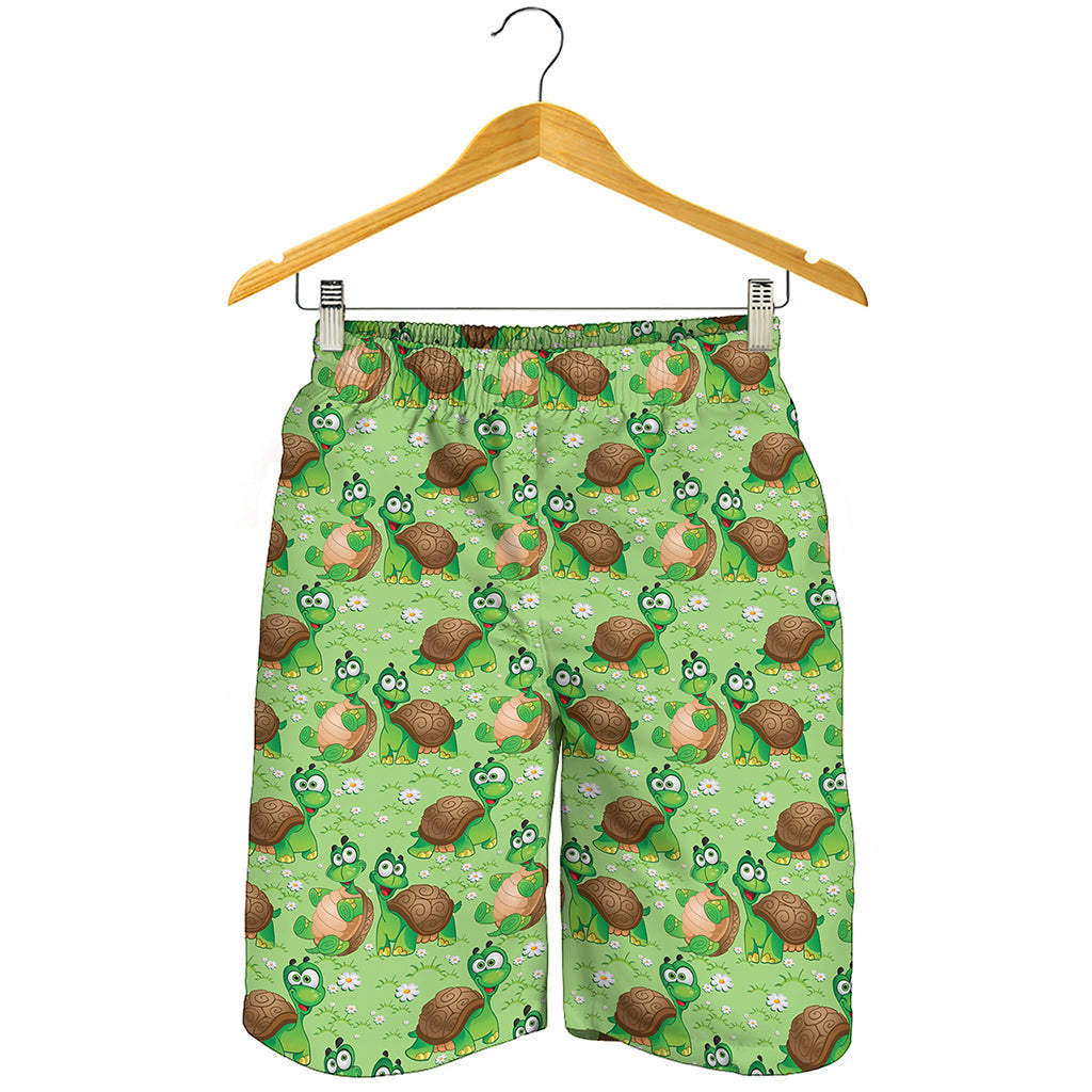 Cartoon Turtle Pattern Print Men's Shorts