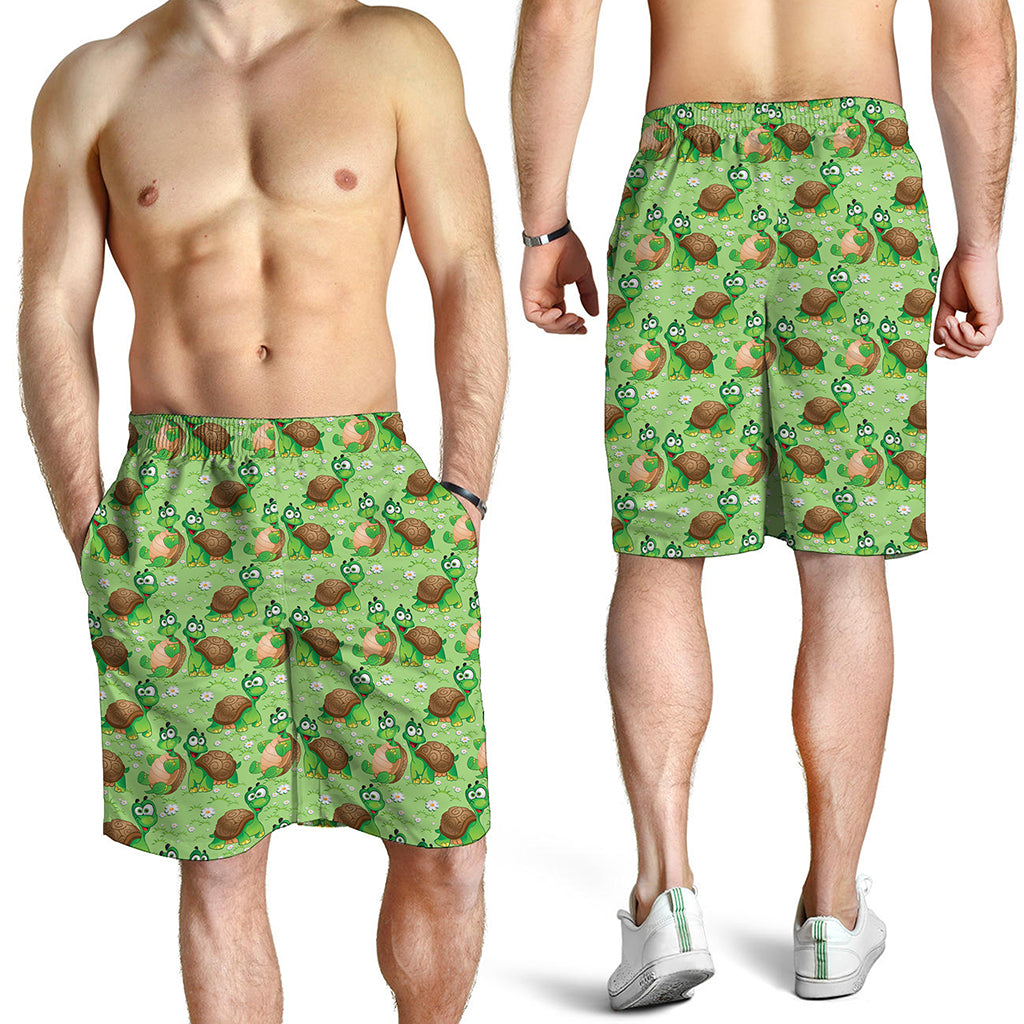 Cartoon Turtle Pattern Print Men's Shorts