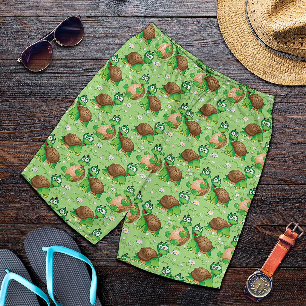 Cartoon Turtle Pattern Print Men's Shorts