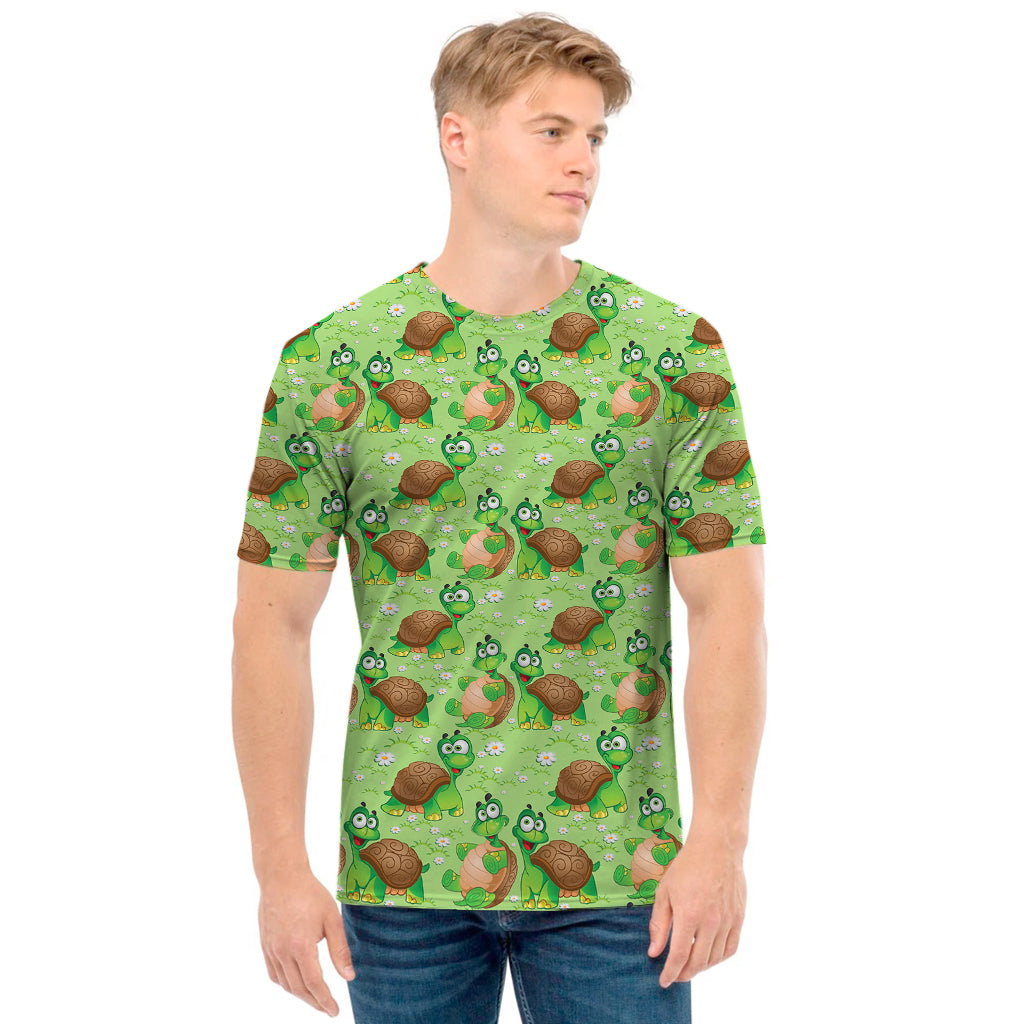 Cartoon Turtle Pattern Print Men's T-Shirt