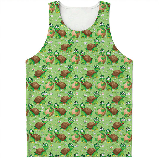 Cartoon Turtle Pattern Print Men's Tank Top