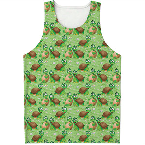 Cartoon Turtle Pattern Print Men's Tank Top