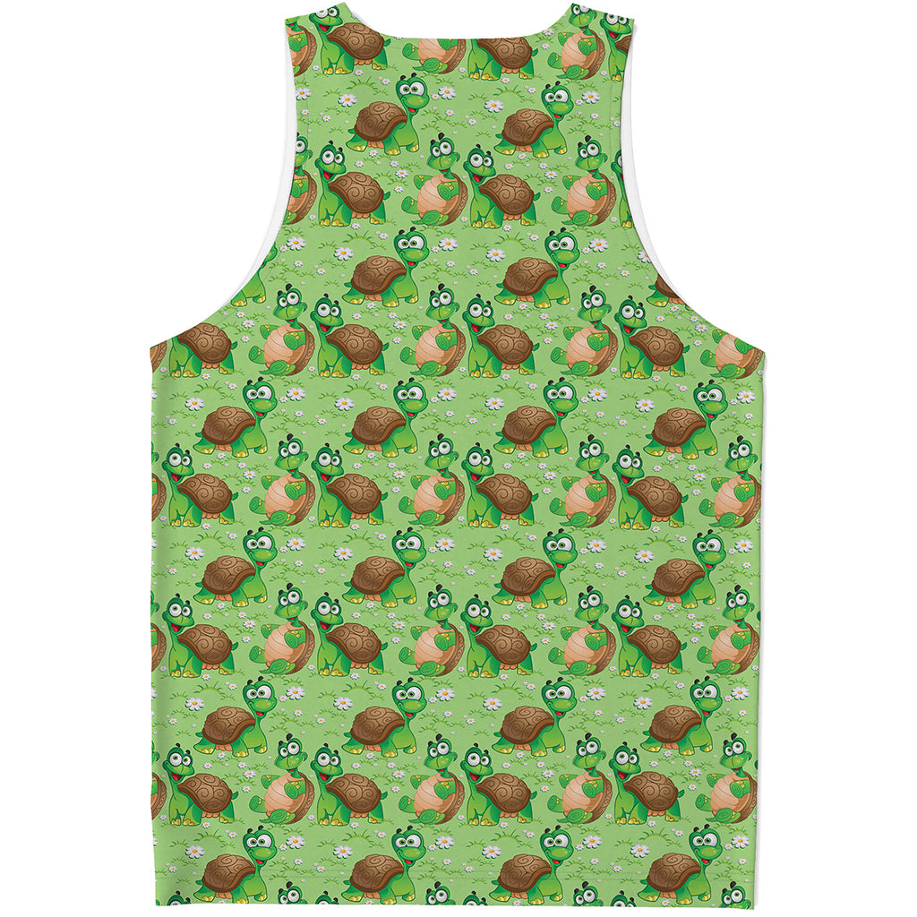 Cartoon Turtle Pattern Print Men's Tank Top