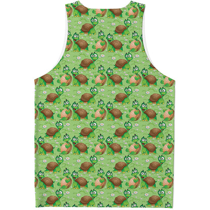 Cartoon Turtle Pattern Print Men's Tank Top