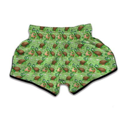 Cartoon Turtle Pattern Print Muay Thai Boxing Shorts