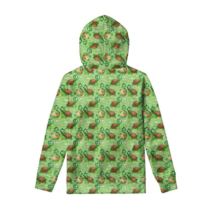 Cartoon Turtle Pattern Print Pullover Hoodie