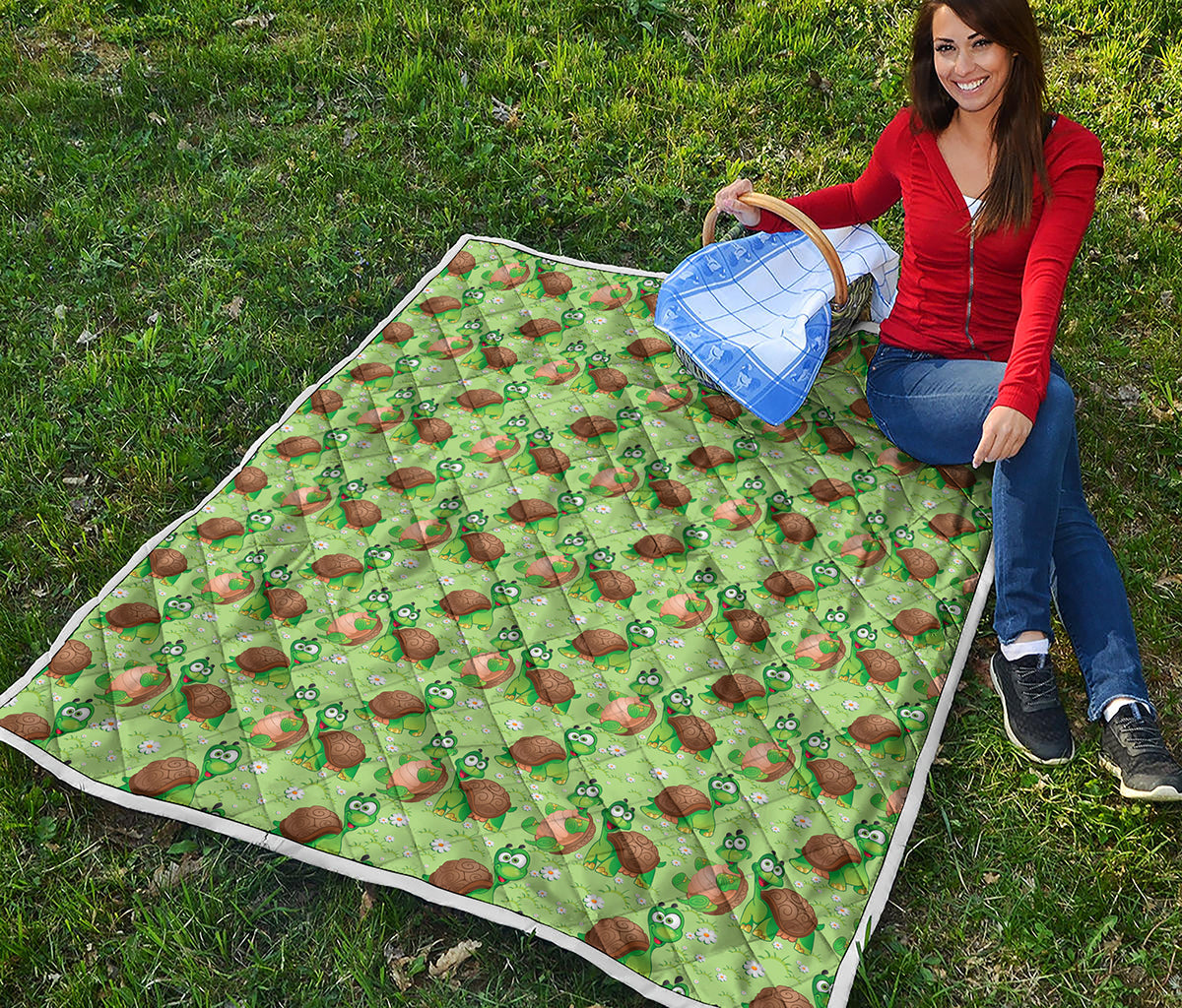 Cartoon Turtle Pattern Print Quilt