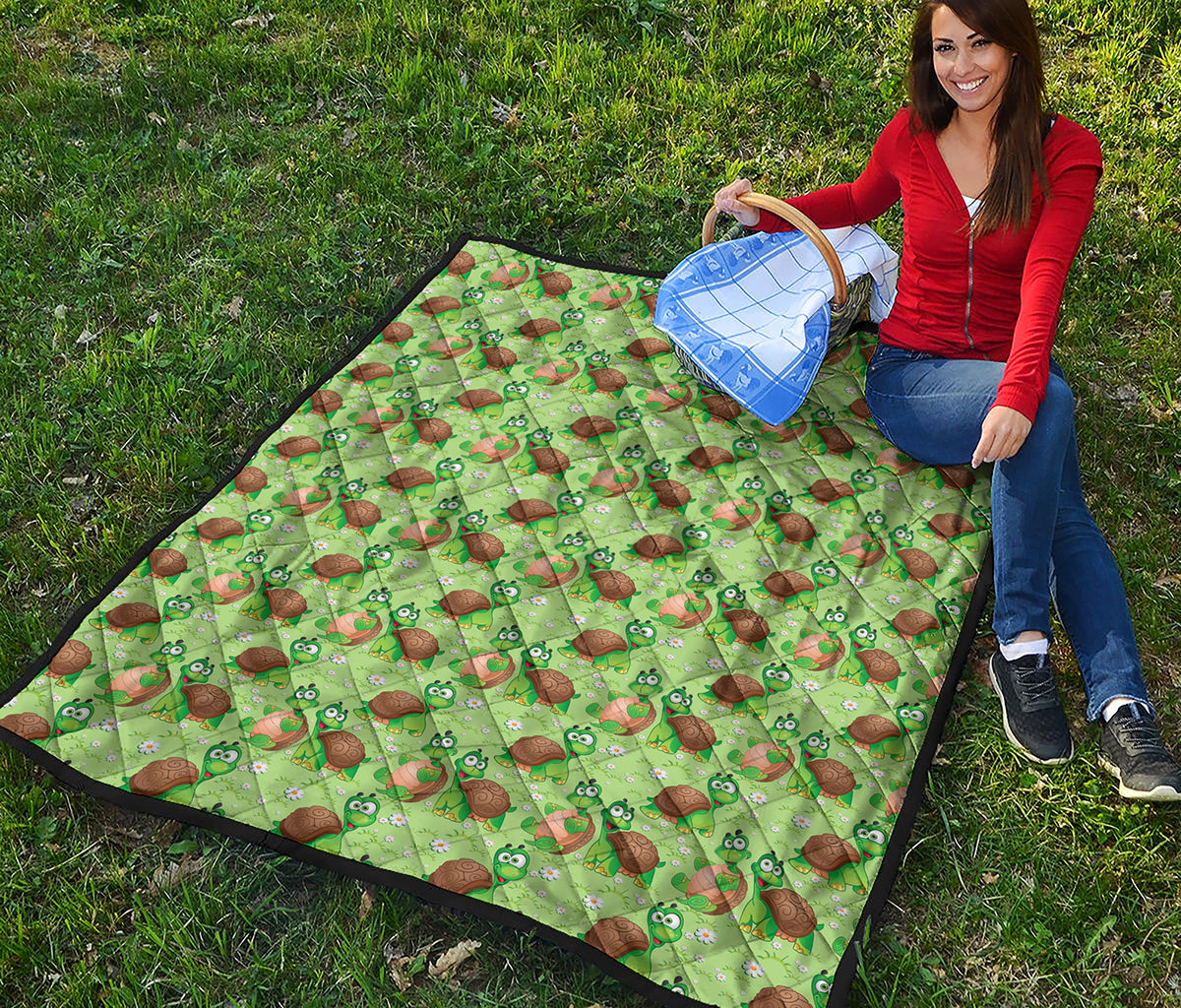 Cartoon Turtle Pattern Print Quilt