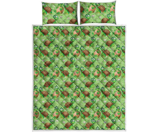 Cartoon Turtle Pattern Print Quilt Bed Set
