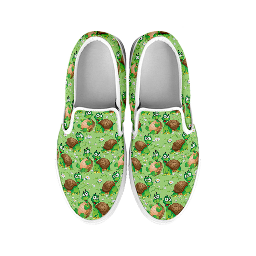 Cartoon Turtle Pattern Print White Slip On Shoes