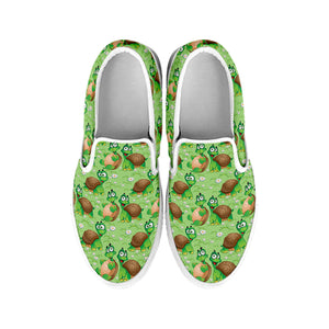 Cartoon Turtle Pattern Print White Slip On Shoes