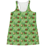 Cartoon Turtle Pattern Print Women's Racerback Tank Top