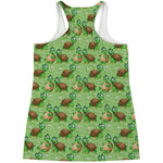 Cartoon Turtle Pattern Print Women's Racerback Tank Top