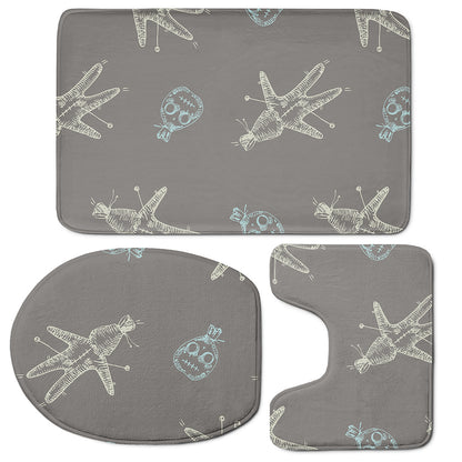 Cartoon Voodoo Doll Pattern Print 3 Piece Bath Mat Set