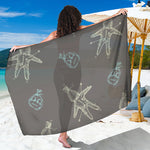 Cartoon Voodoo Doll Pattern Print Beach Sarong Wrap