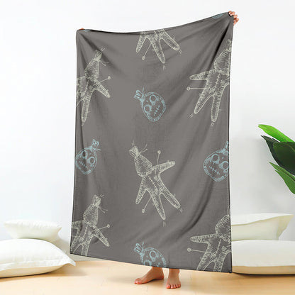 Cartoon Voodoo Doll Pattern Print Blanket