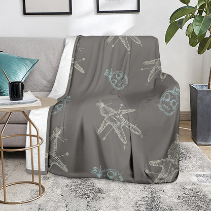 Cartoon Voodoo Doll Pattern Print Blanket