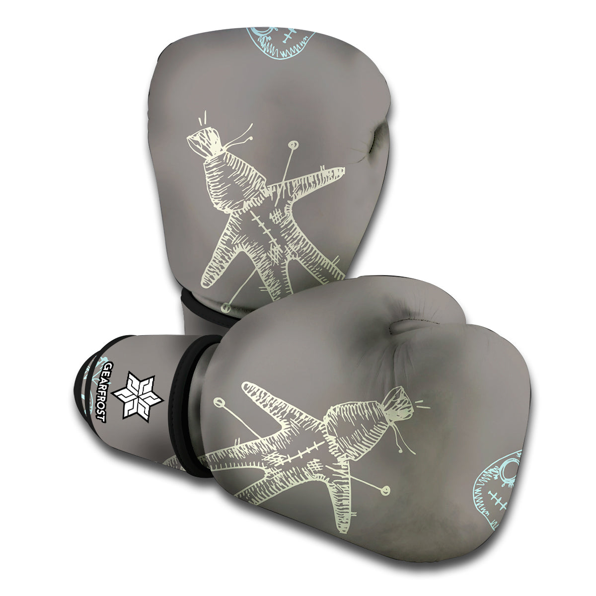 Cartoon Voodoo Doll Pattern Print Boxing Gloves