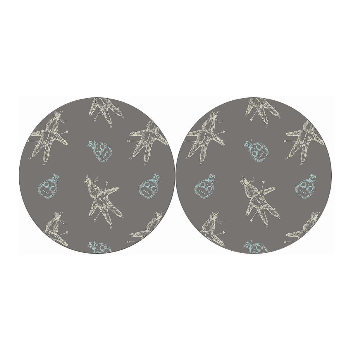 Cartoon Voodoo Doll Pattern Print Car Coasters