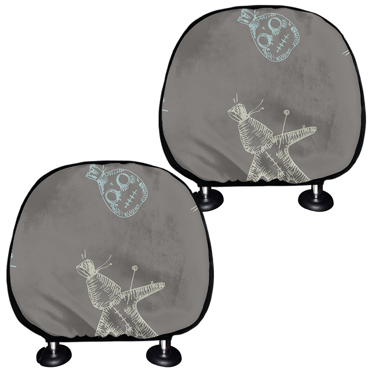 Cartoon Voodoo Doll Pattern Print Car Headrest Covers