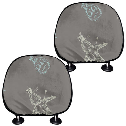 Cartoon Voodoo Doll Pattern Print Car Headrest Covers