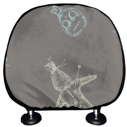 Cartoon Voodoo Doll Pattern Print Car Headrest Covers