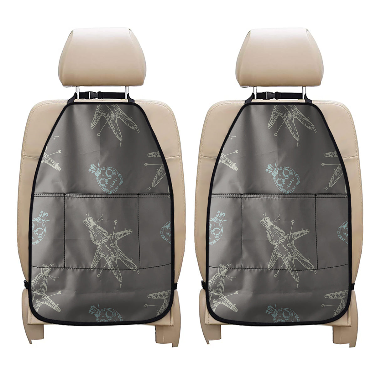 Cartoon Voodoo Doll Pattern Print Car Seat Organizers