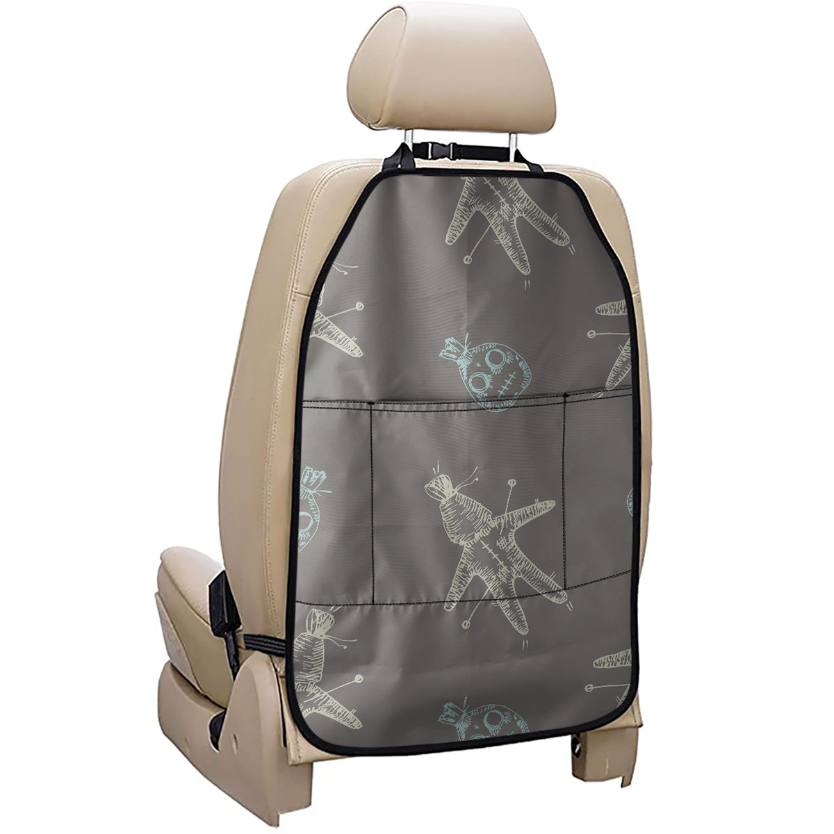 Cartoon Voodoo Doll Pattern Print Car Seat Organizers