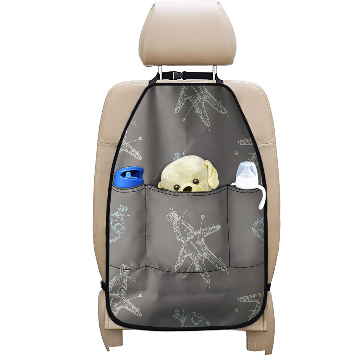 Cartoon Voodoo Doll Pattern Print Car Seat Organizers